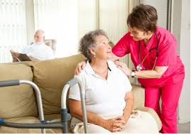 alzheimer care facility nurse with patient