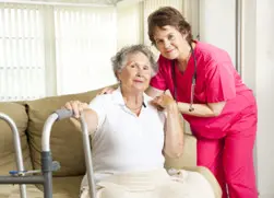dementia care nurse with senior woman