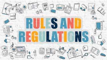 Cartoon style graphic Rules and Regulation for Residential Care Homes