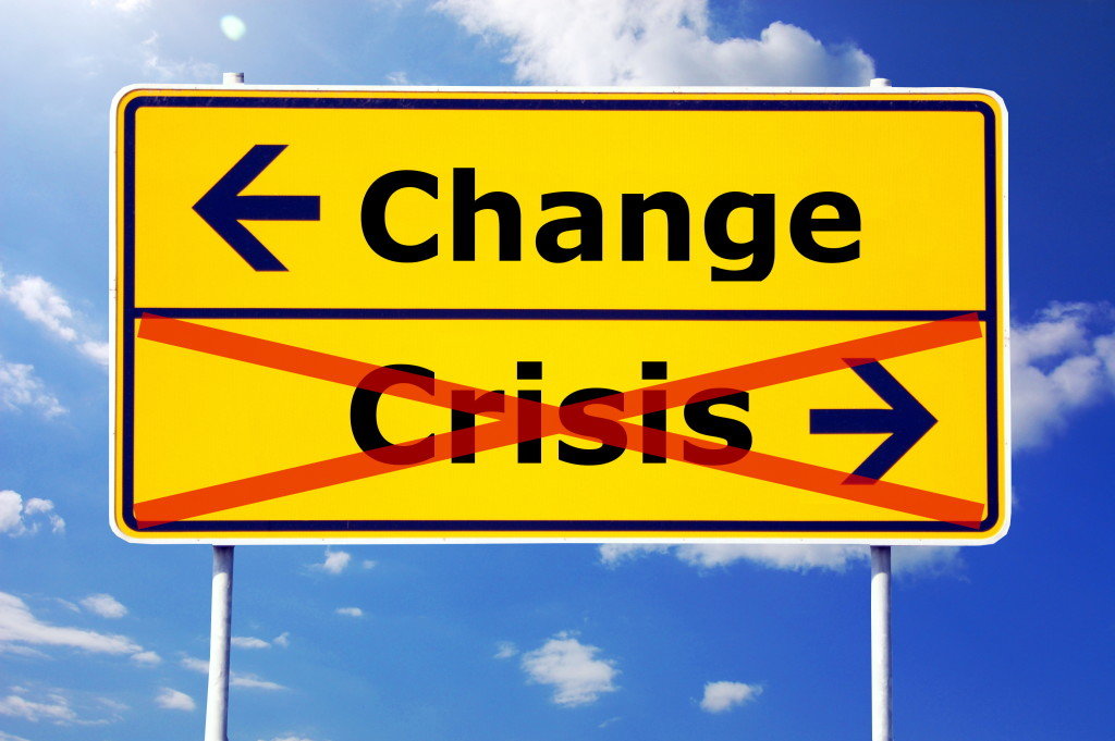 Change vs Crisis road sign